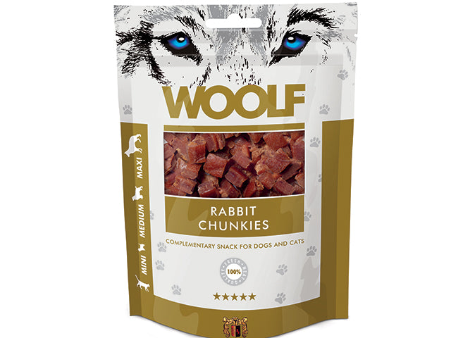 Billede af Qpet - Woolf Kanin Chunkies 100g, Kornfri, lavt fedtindhold - Dog Treats