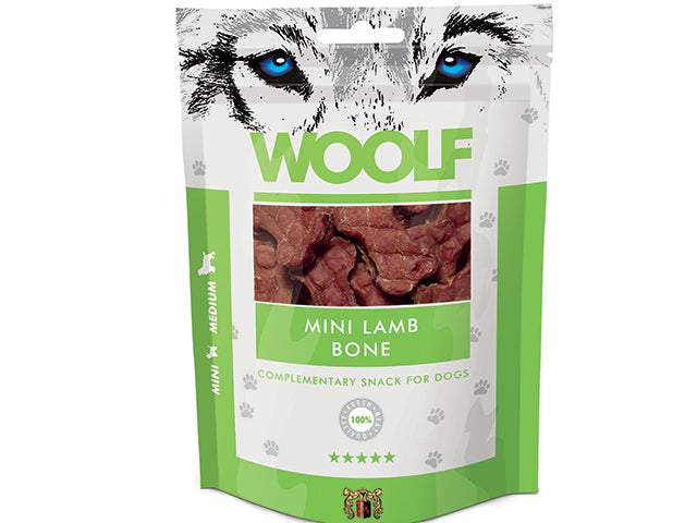 Se Qpet - Woolf Små Kødben med Lam 100g Hundegodbidder - Dog Treats hos Petpower.dk