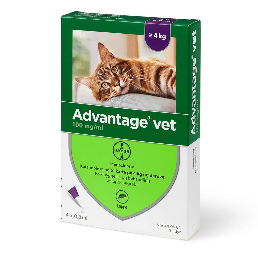 Se Pharmaservice - Advantage loppemiddel til kat over 4kg 4 pipetter - Pet Flea & Tick Control hos Petpower.dk