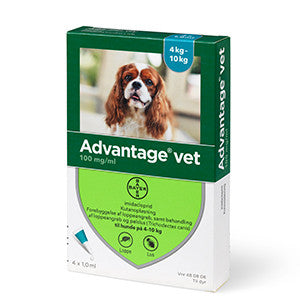 Se Pharmaservice - Advantage loppemiddel til hund 4-10 kg 4 pipetter - Pet Flea & Tick Control hos Petpower.dk