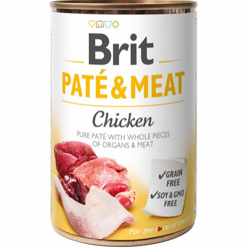 Se Brit Paté & Meat Chicken Vådfoder til hund, 400 Gr. hos Petpower.dk