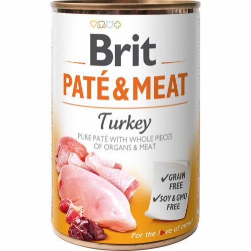 Se Brit Paté & Meat Kalkun Vådfoder til hund, 400 Gr. hos Petpower.dk
