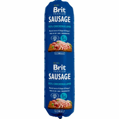 Se Brit Sausage Chicken & Lamb, 800g hos Petpower.dk