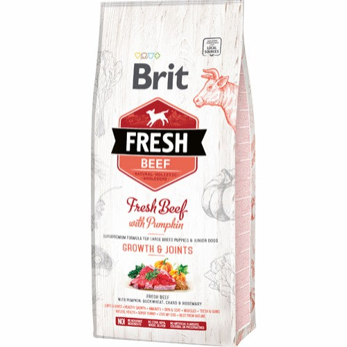 Billede af Eldorado - Brit fresh puppy large oksekød 12kg, til voksenvægt 25+kg - Dog Food