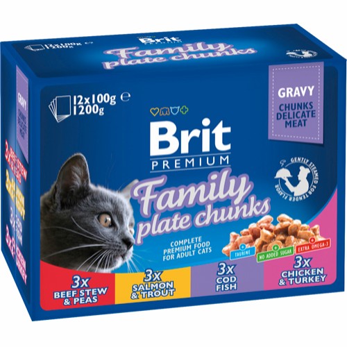 Billede af Eldorado - Brit premium pouches family plate vådfoder til katte - Cat Food