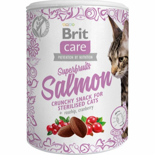 Se Brit Care Katte Snack med Laks og Super Frugt - 100g - Kornfrie hos Petpower.dk