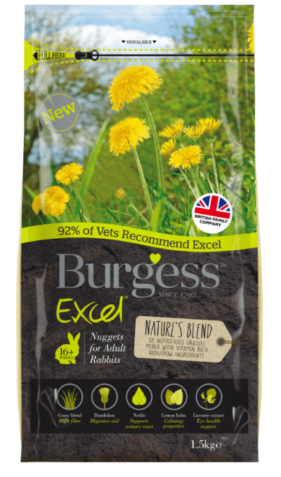 Se Petcare - Burgess Excel Kaninfoder Nuggets - Naturlig blanding - 1,5kg - Small Animal Food hos Petpower.dk