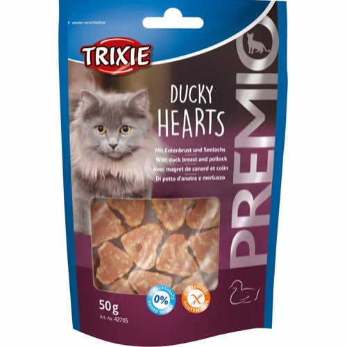 Billede af Trixie Premio Katte Snack Godbidder - Med Hjerte, Andebryst og Sejfisk - 50g - Sukkerfrie