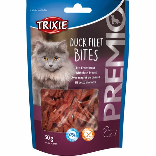 Se Eldorado - Trixie Premio Katte Snack Godbidder Ande Filet Bidder - 50g - Cat Treats hos Petpower.dk