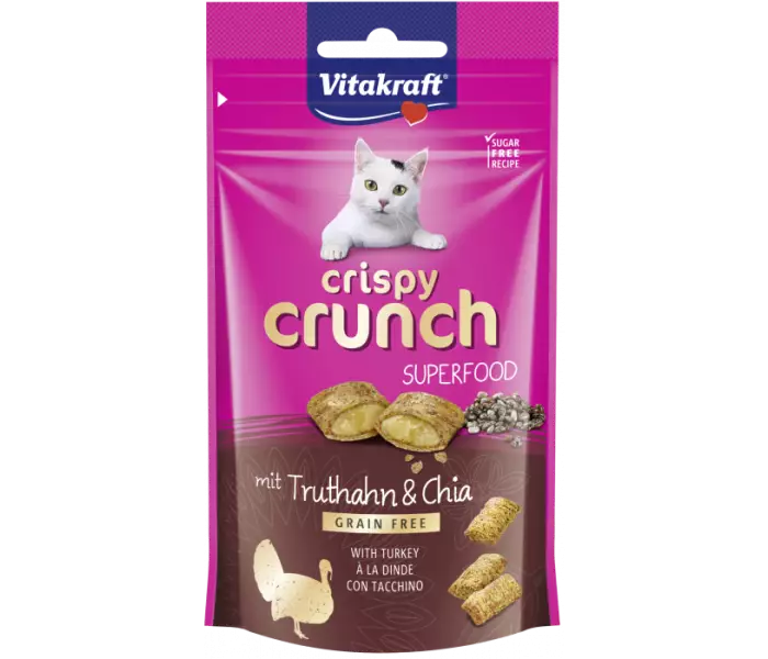 Billede af Vitakraft - Vitakraft Crispy Crunch med Kalkun & Chia frø kattegodbid - Cat Treats