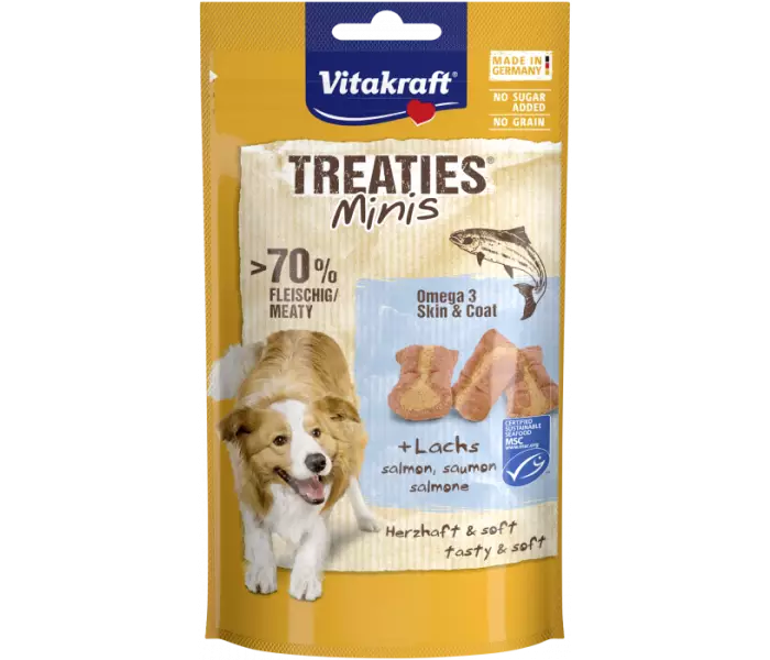 Se Vitakraft - Vitakraft Treaties® Minis med laks og omega-3 48g - Dog Treats hos Petpower.dk