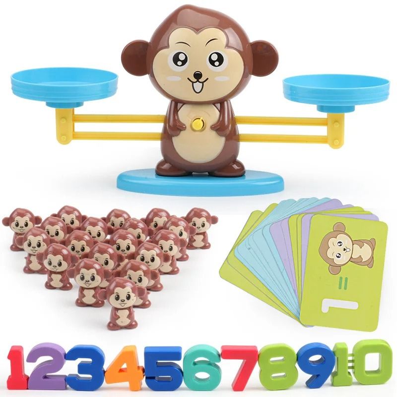 Jeu-de-calcul-éducatif-enfant-balance-singe-nombres-et-figurines-apprentissage-mathématiques