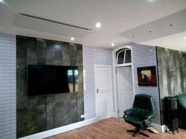Showroom showing infrared panels