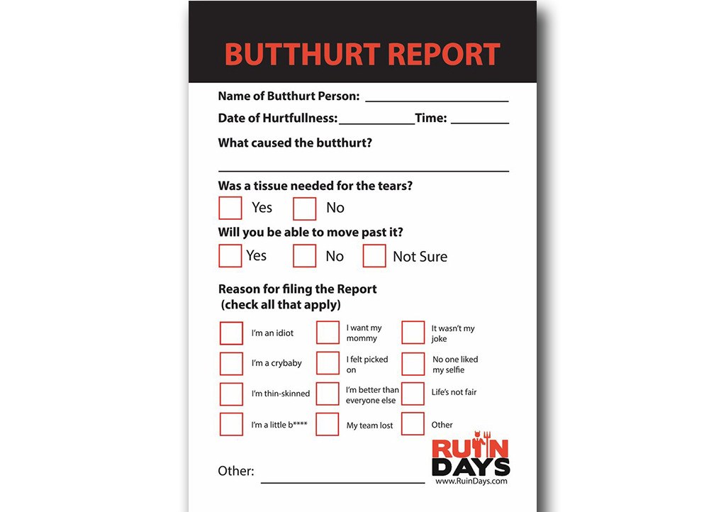 butthurt report form pdf download