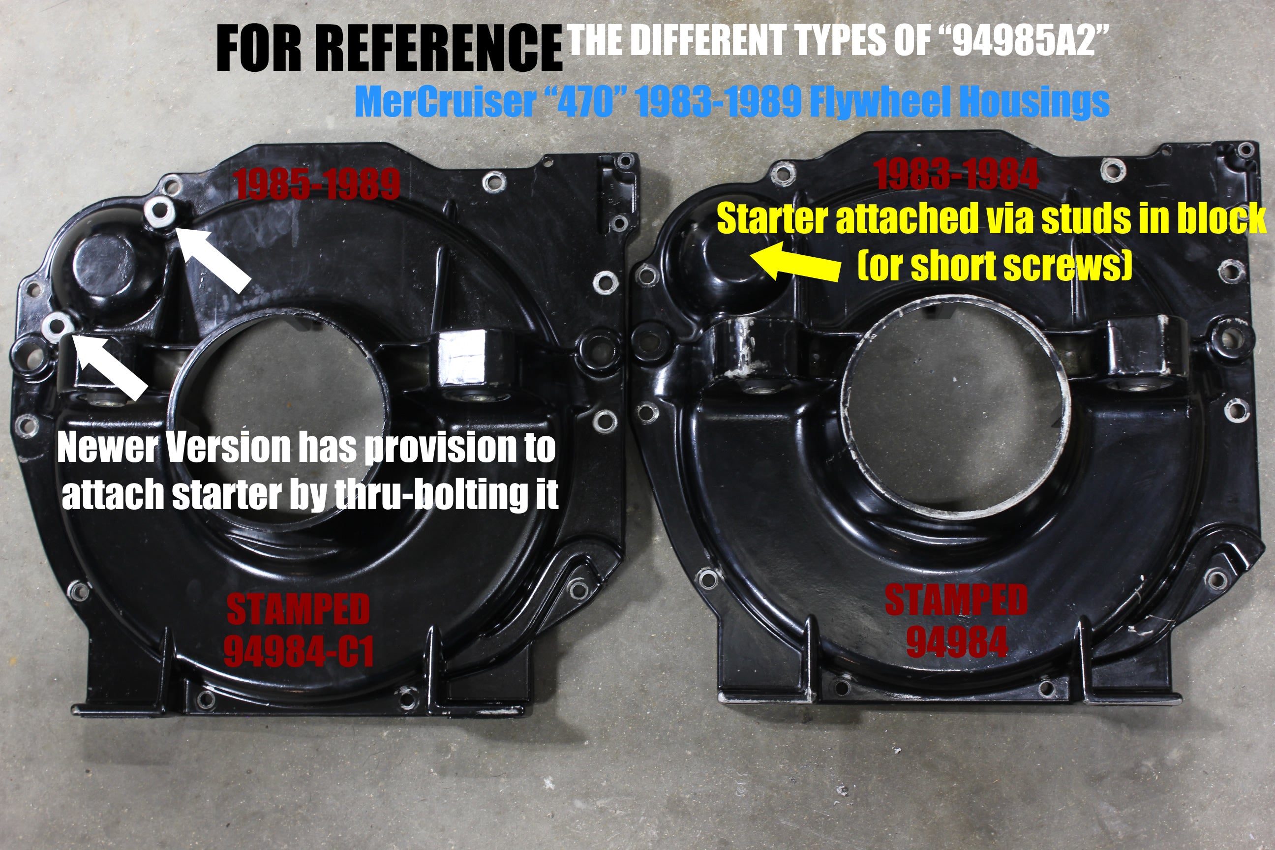 MerCruiser 94984-C1 94985A2 Rear Flywheel Housing 1985-89 165hp 170hp 180 3.7LX