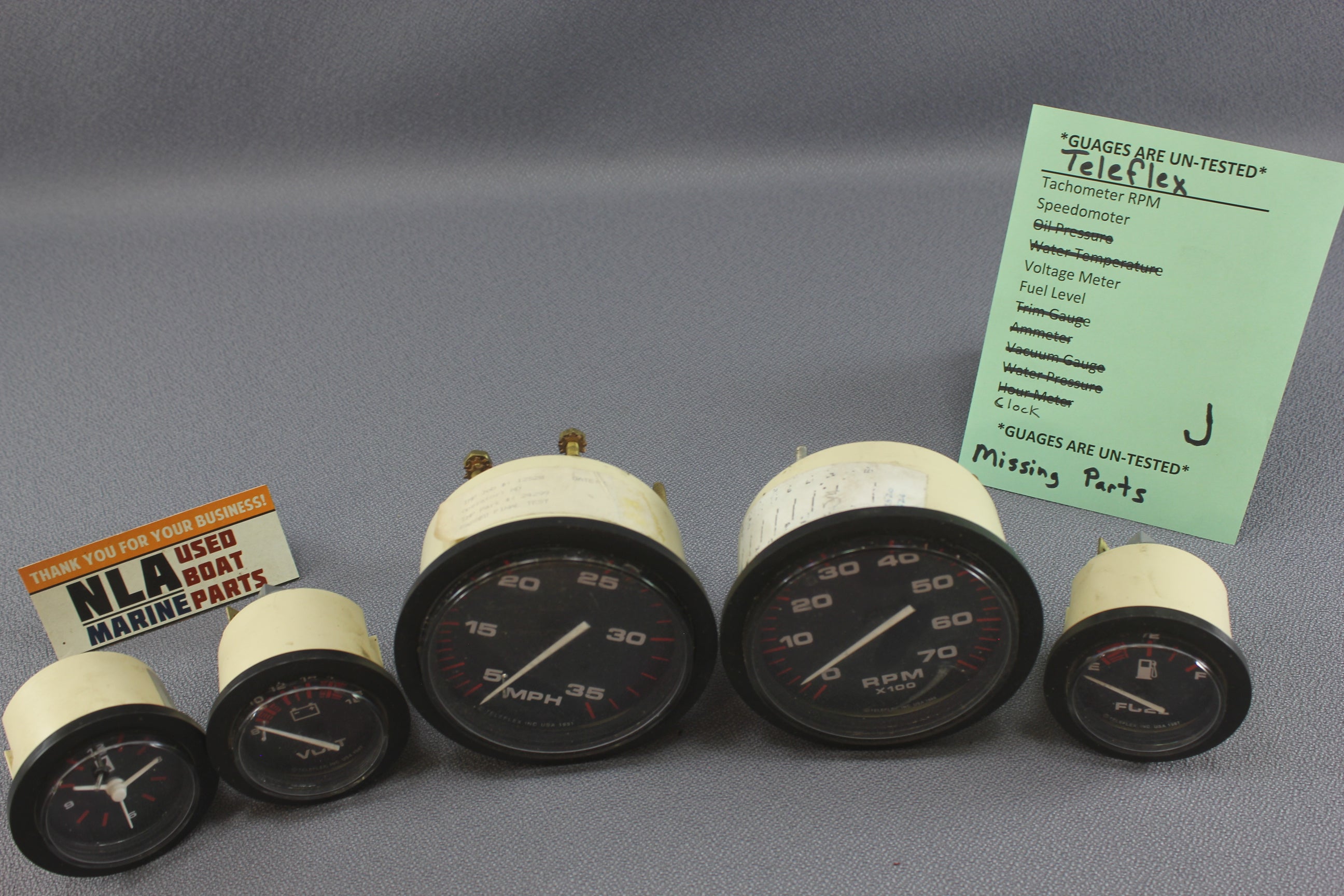 Boat Gauge Set Teleflex Outboard Gauges Bubble RPM Speedometer Voltage Fuel