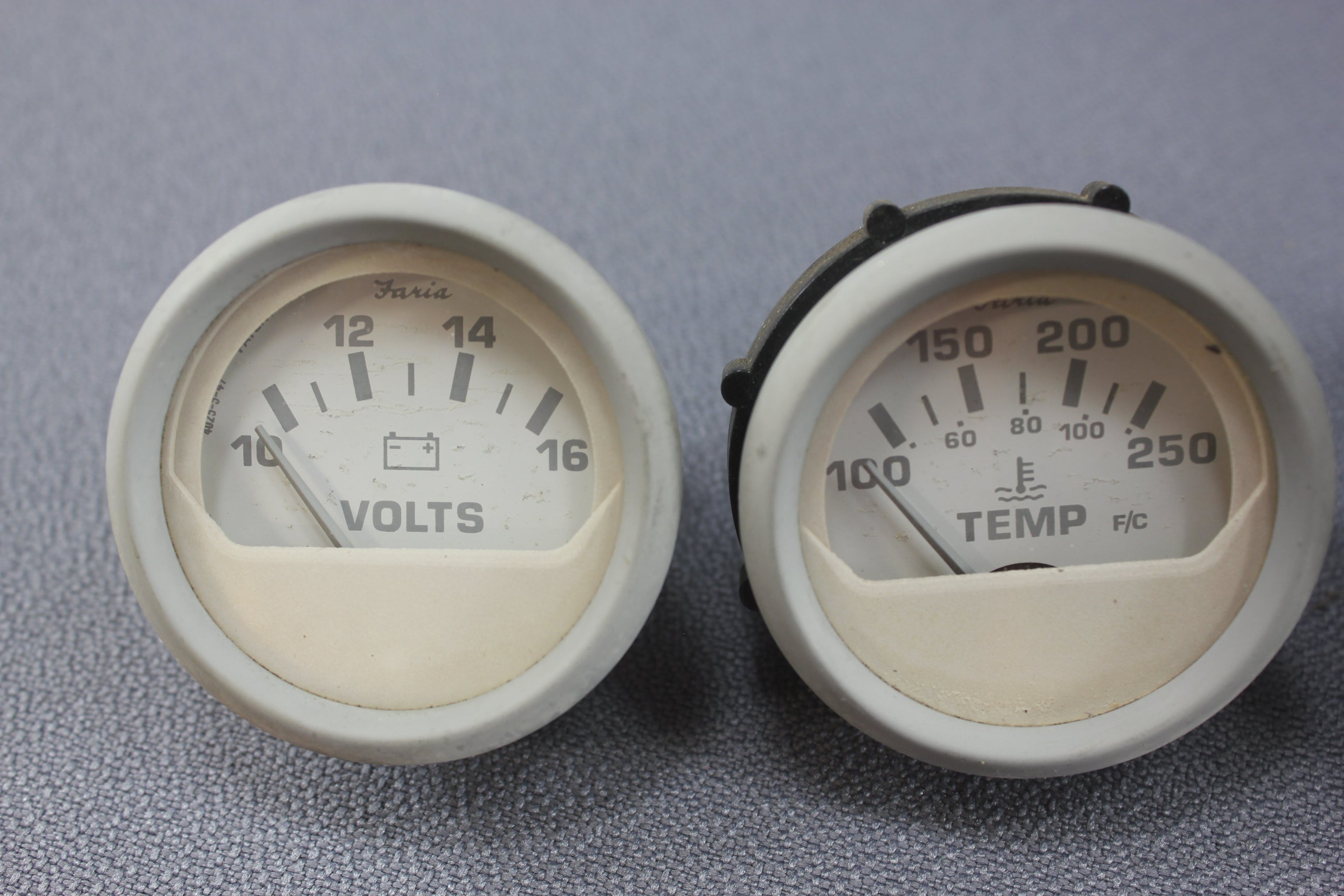 Boat Gauge Set Faria Gauges White Cream RPM Water Temp Oil Fuel Voltage Trim