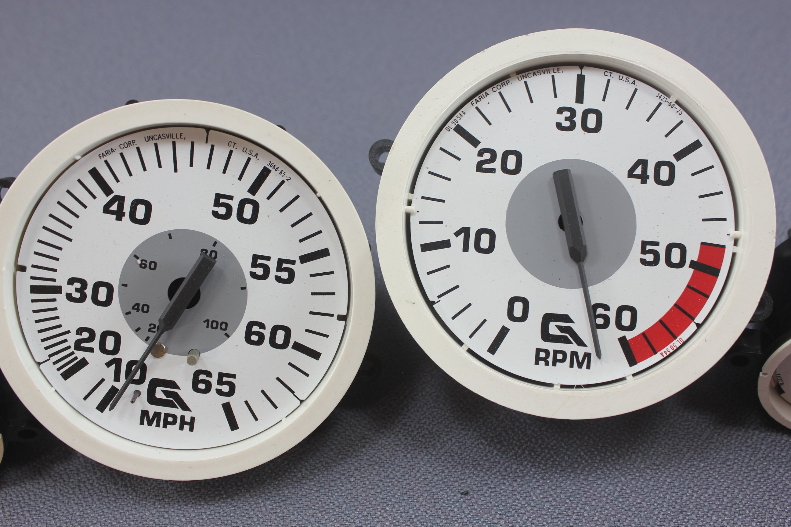 Boat Gauge Set Glastron Faria No-Glass Gauges White RPM Speedometer Fuel Trim