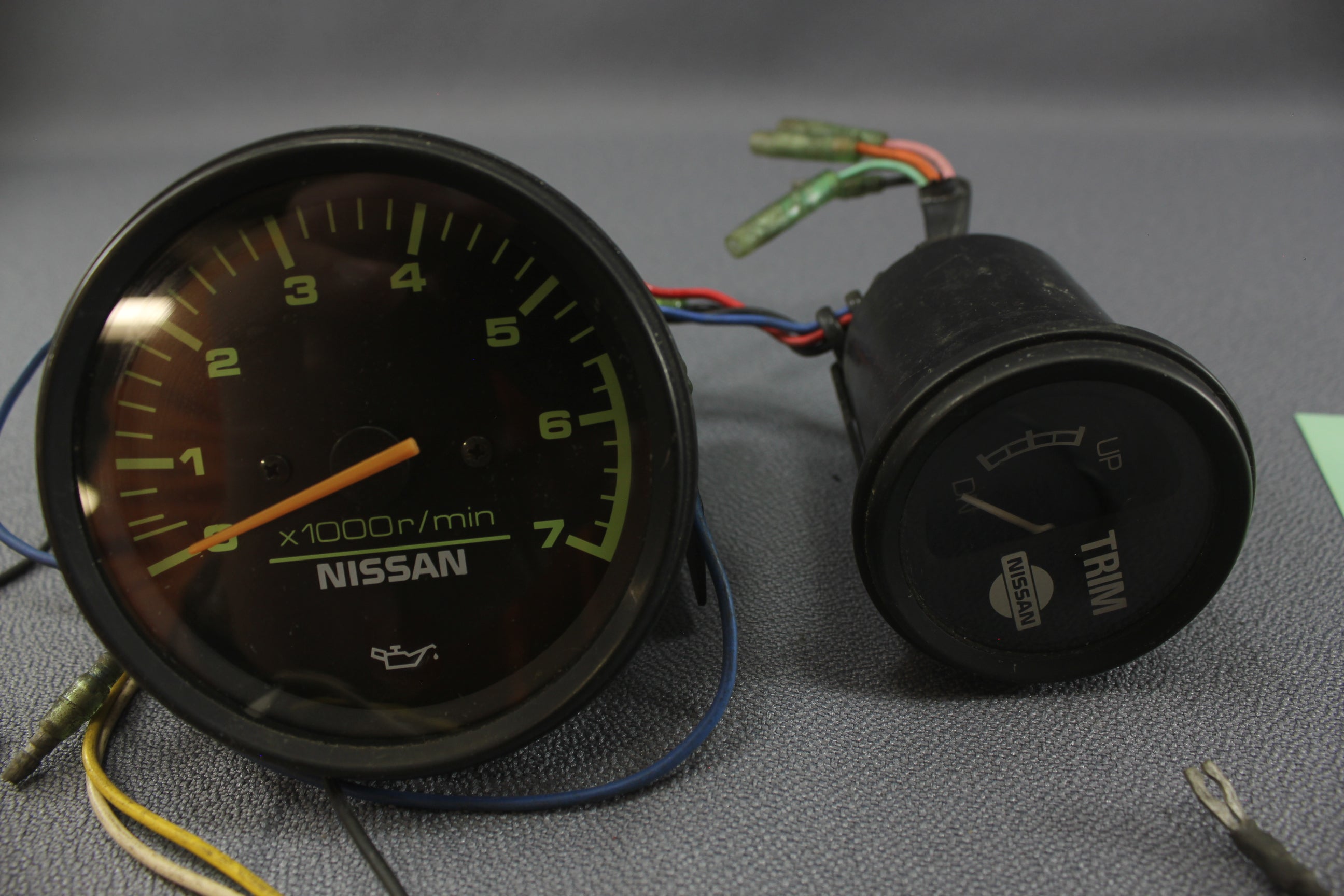 Boat Gauge Set Nissan Outboard Gauges Lime Green Black 7K RPM Tachometer Trim