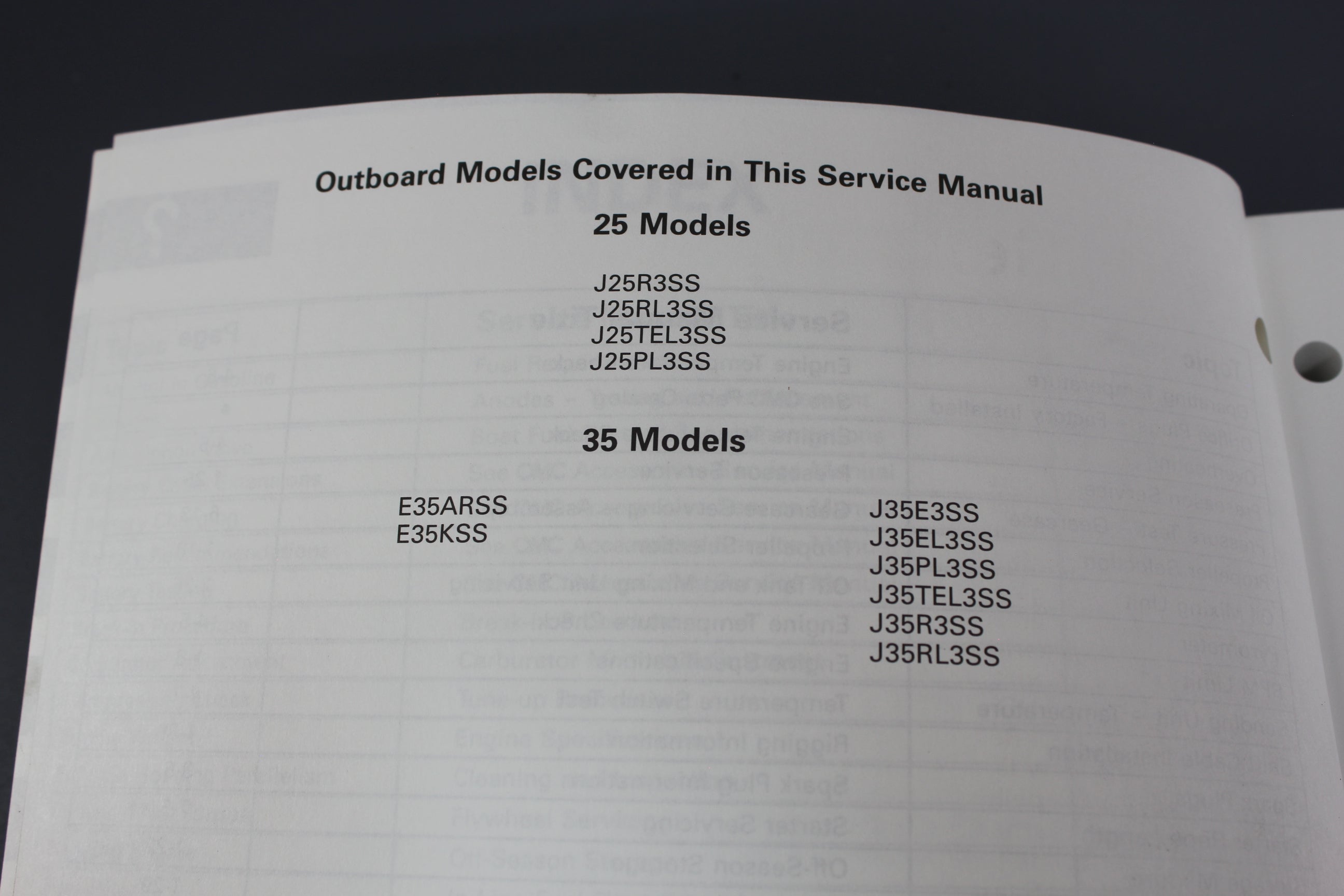 Johnson Evinrude P/N 787068 SS 25hp 35hp 2000 3-Cylinder Service Manual Shop