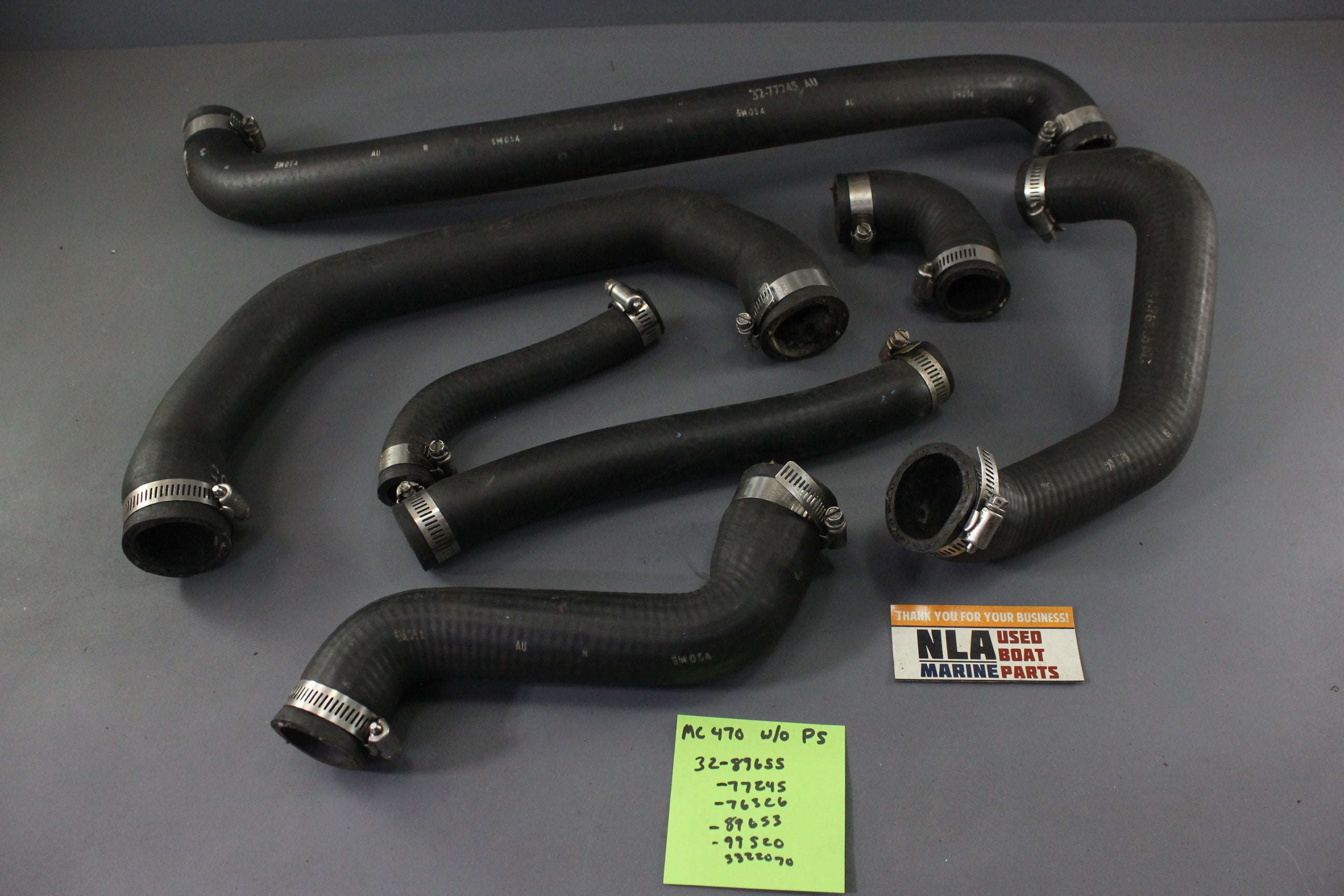 MerCruiser 32-77245 470 W/O PS 170hp 3.7L Heat Exchanger Cooling Hoses Set 83-89