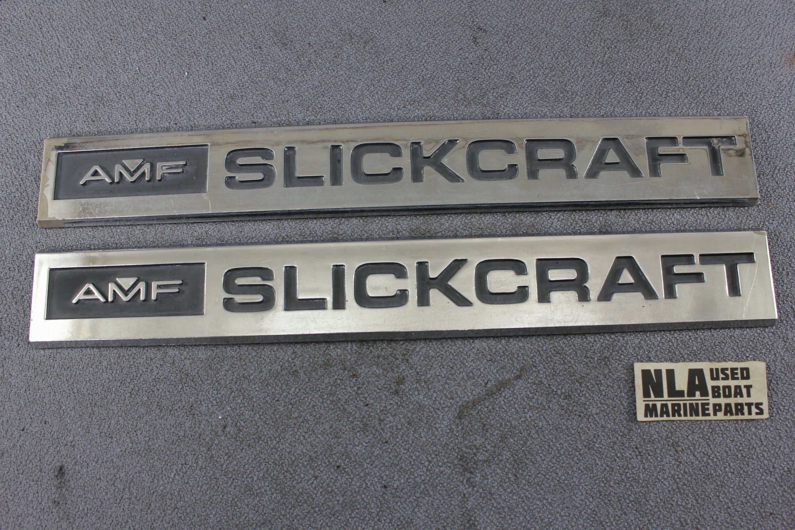 AMF SLICKCRAFT Emblem Nameplate Logo Decal Boat Marine Hardware Vintage Chrome