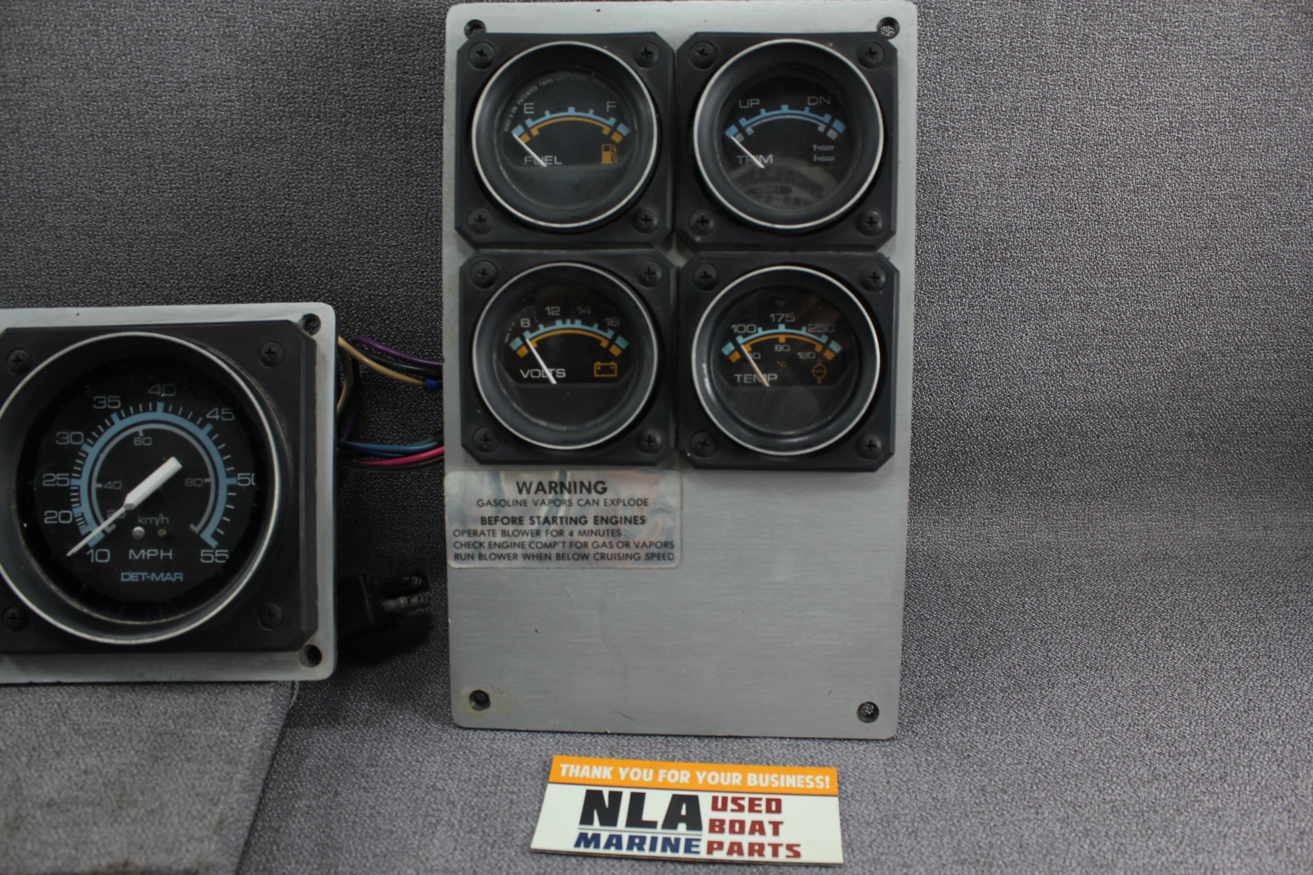 Boat Marine Panel Gauges Cluster Dash DET-MAR RPM Speedometer Tachometer Temp