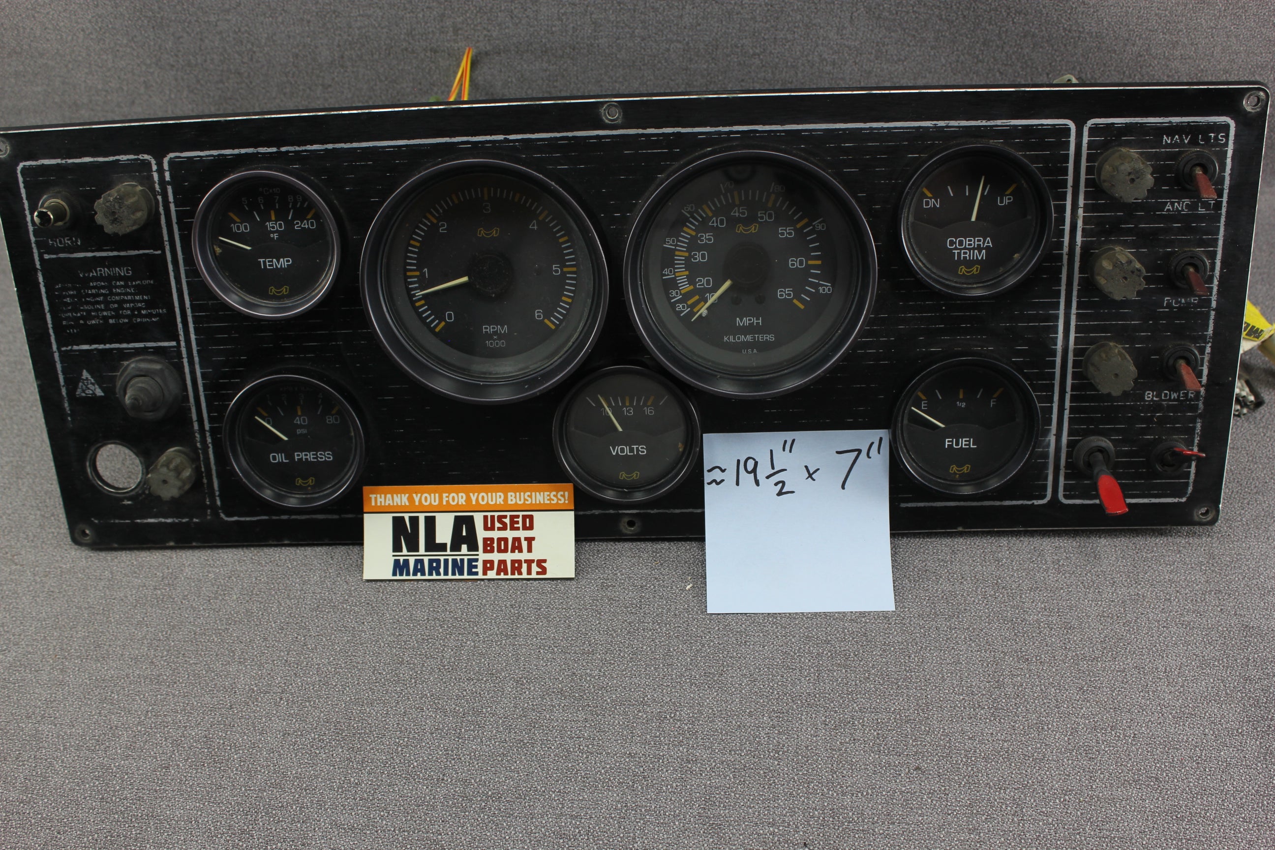 Boat Marine Panel Gauges Cluster Dash Medallion Speedo Tachometer RPM Switch Oil