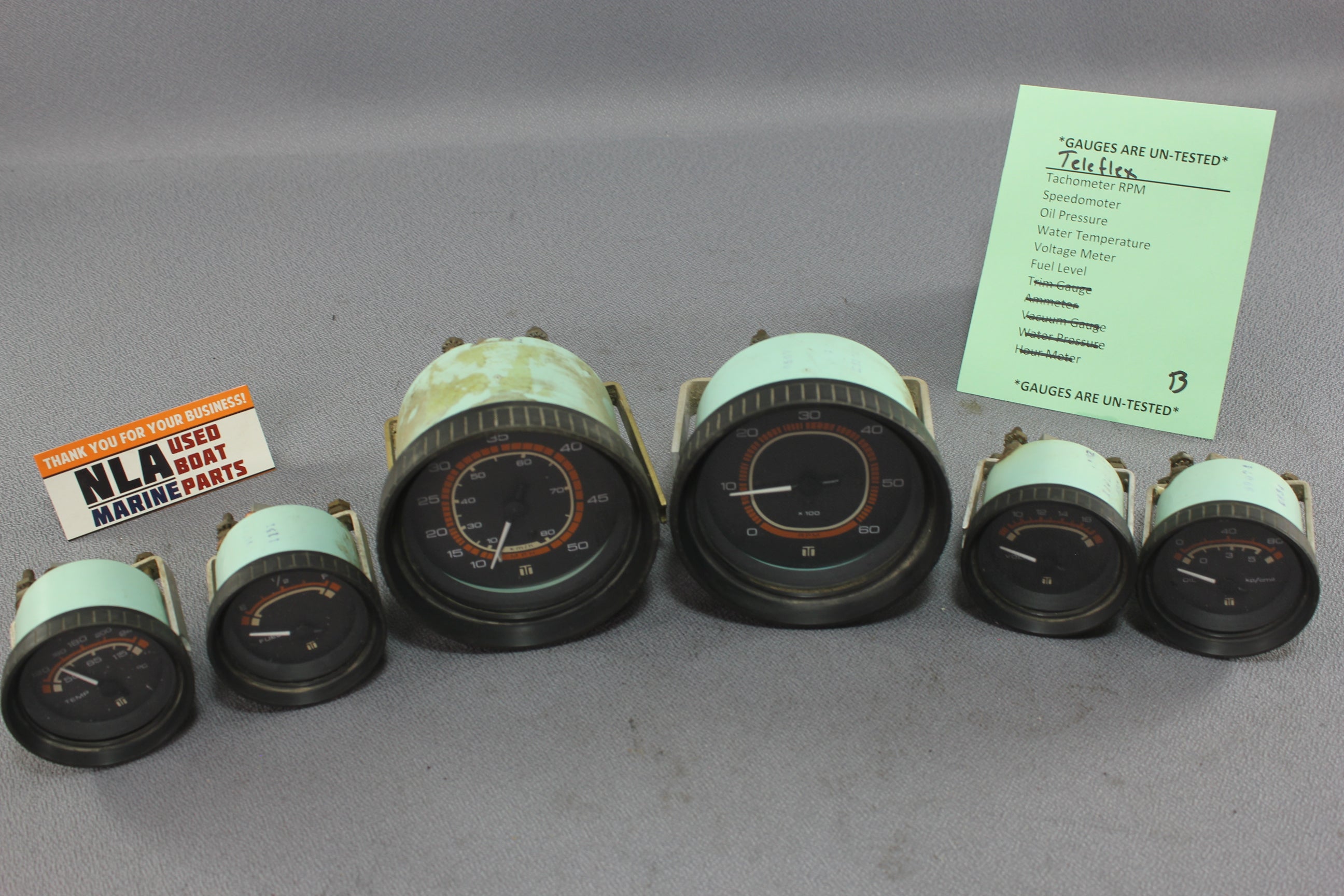 Boat Gauge Set Teleflex Gauges RPM Speedometer Tachometer Water Temp Fuel Oil