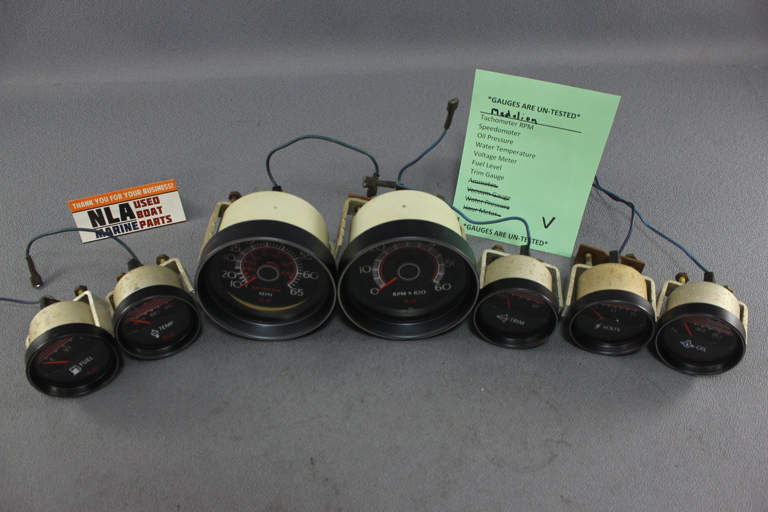 Boat Gauge Set Medallion RPM Tachometer Speedometer Fuel Level Trim Voltage Oil