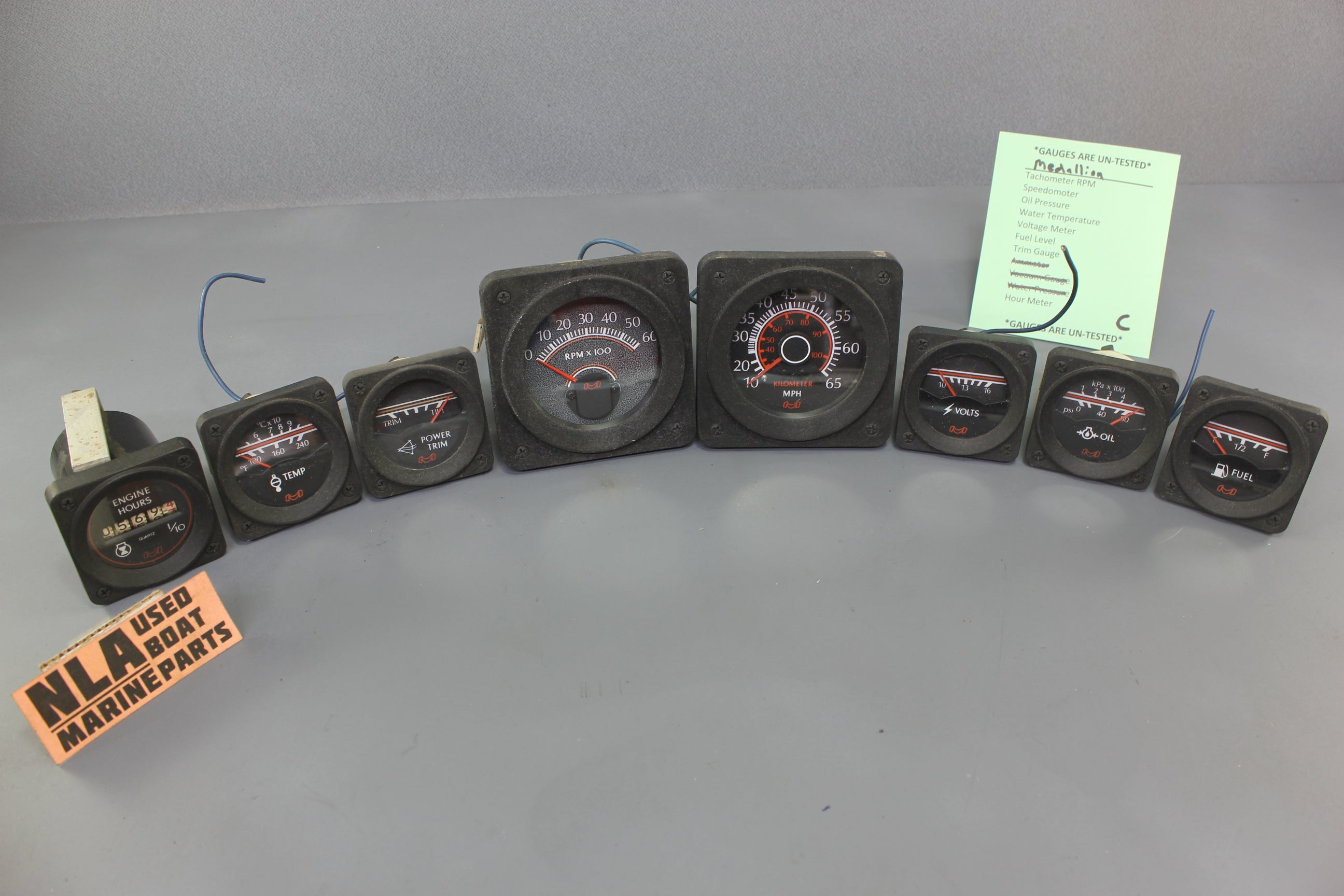 Boat Gauge Set Medallion Gauges RPM Tachometer Water Temp Voltage Fuel Trim