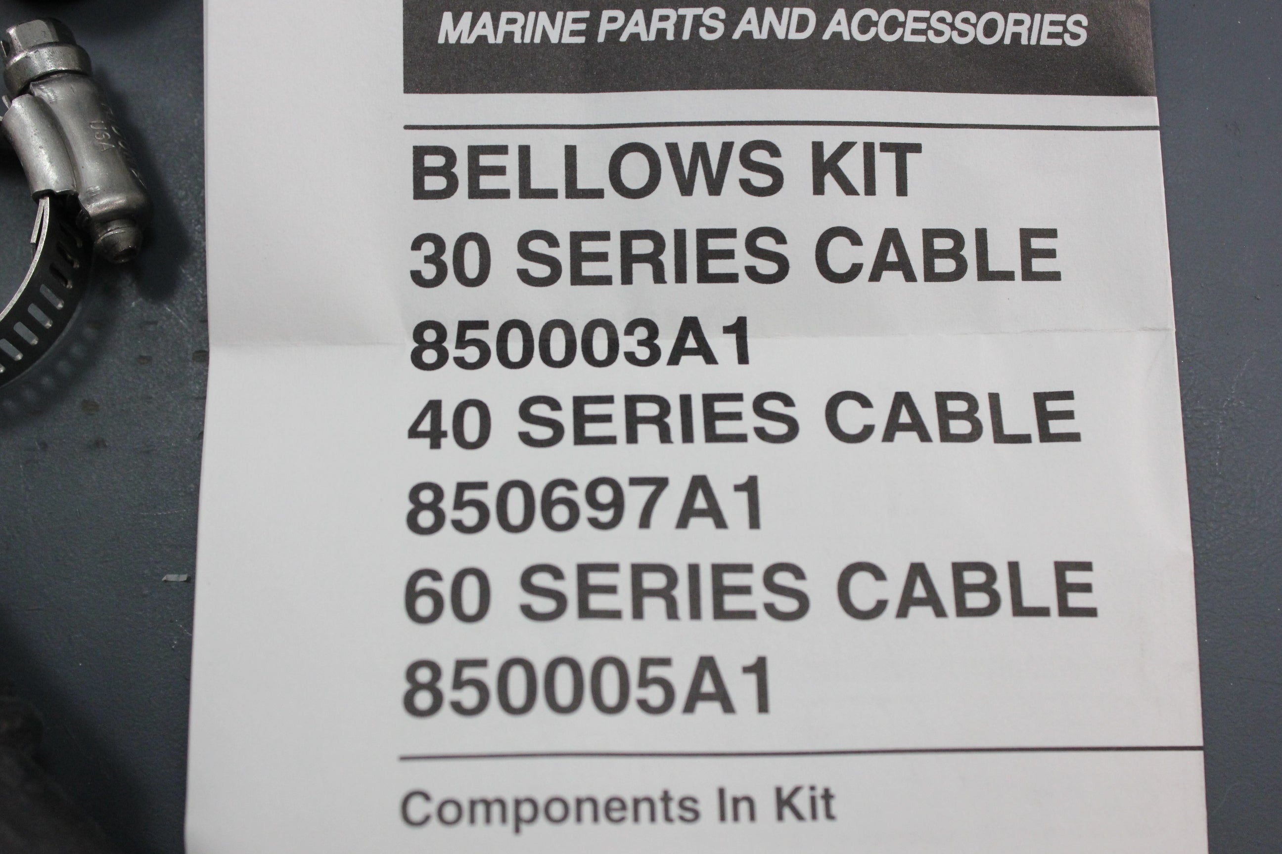 Mercury 850697A1 Sportjet Bellows Kit 175XR2 120XR2 120XR Thru-Hull Kit