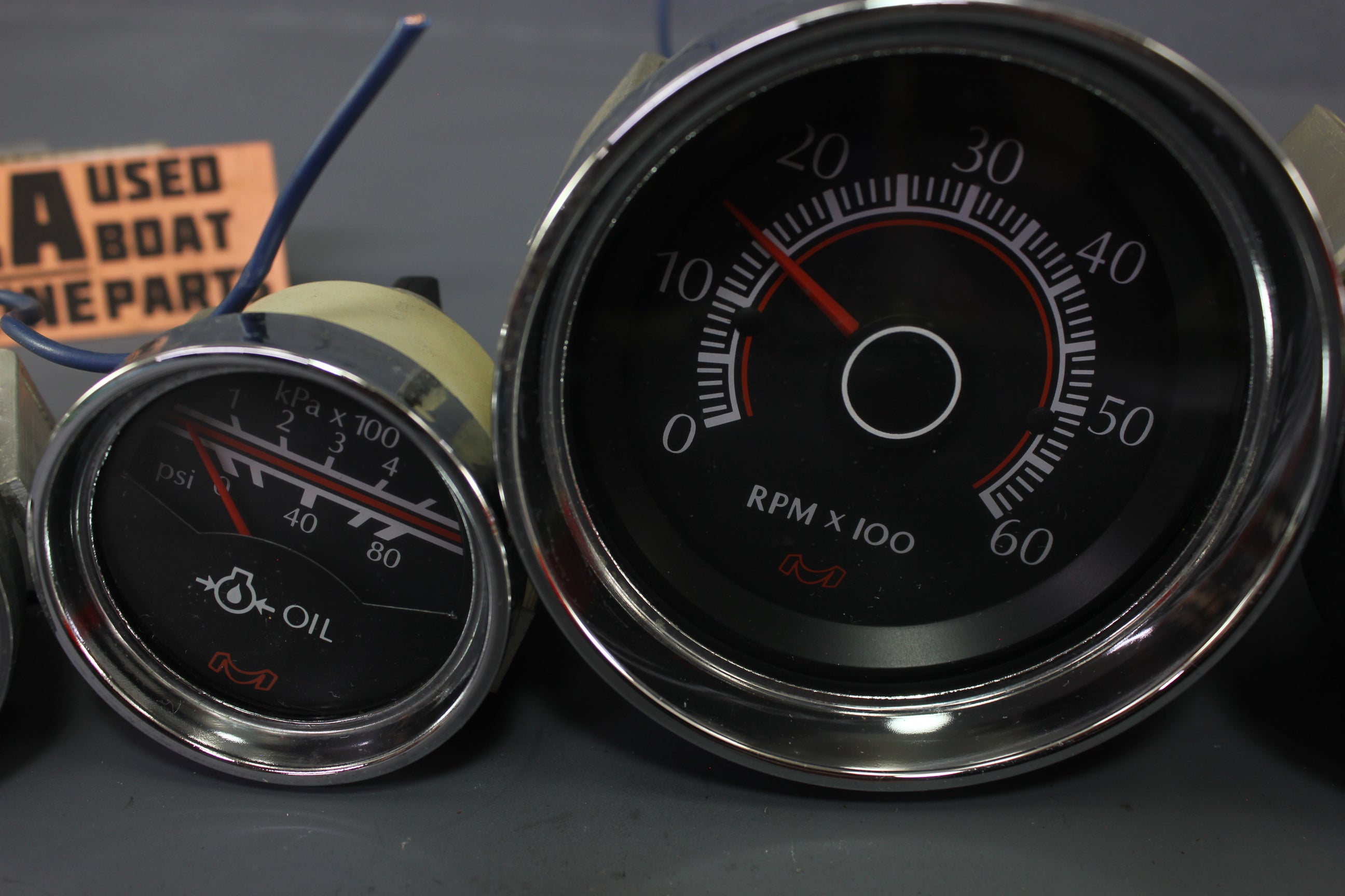 Boat Gauge Set Medallion Red Chrome Speedometer RPM Gauges Oil Fuel Trim Temp