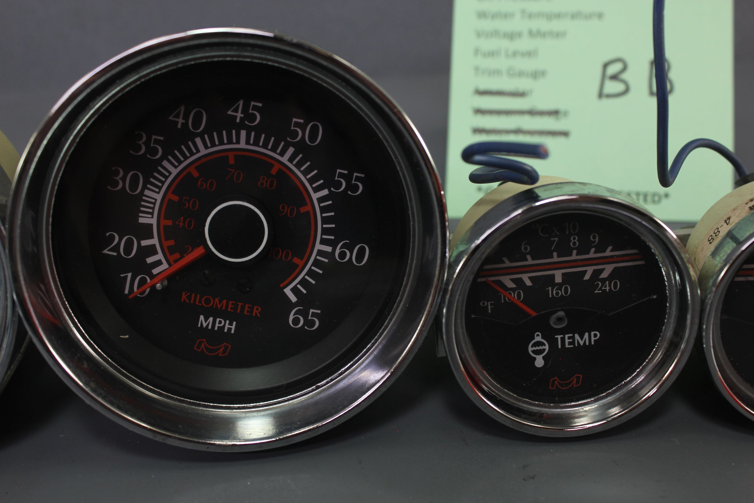 Boat Gauge Set Medallion Red Chrome Speedometer RPM Gauges Oil Fuel Trim Temp