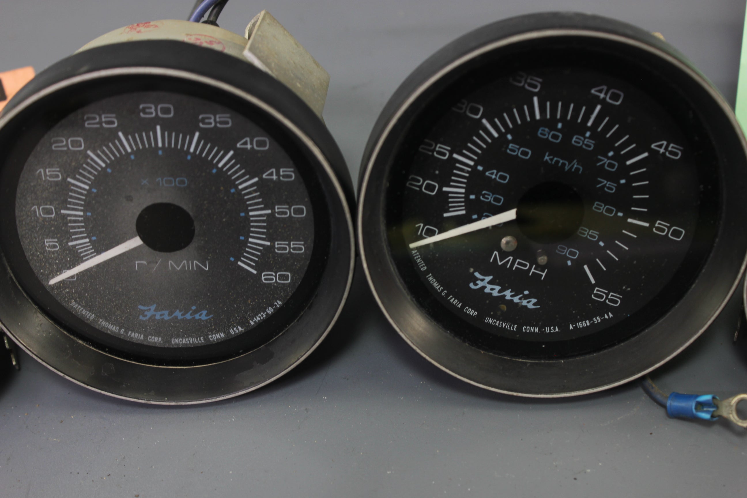 Boat Gauges Set Faria Black Blue Speedo RPM Tachometer Fuel Gauge Water Temp