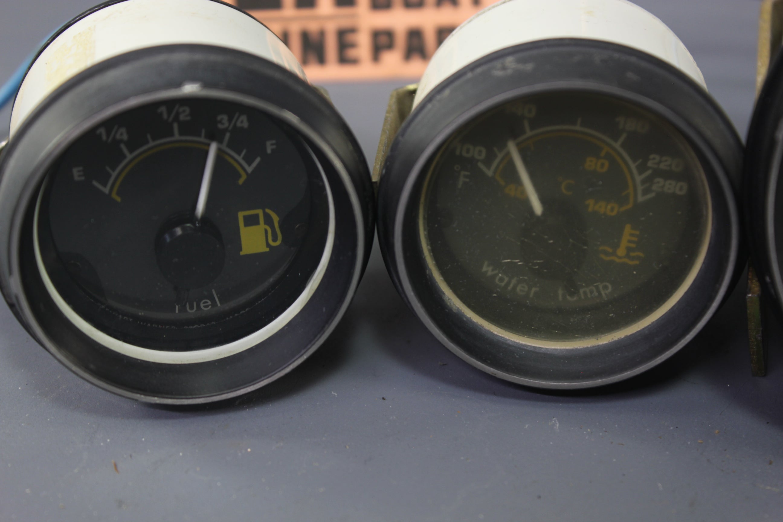 Boat Gauge Set Det-Mar Gauges RPM Speedo Voltage Fuel Level Temp Black Yellow