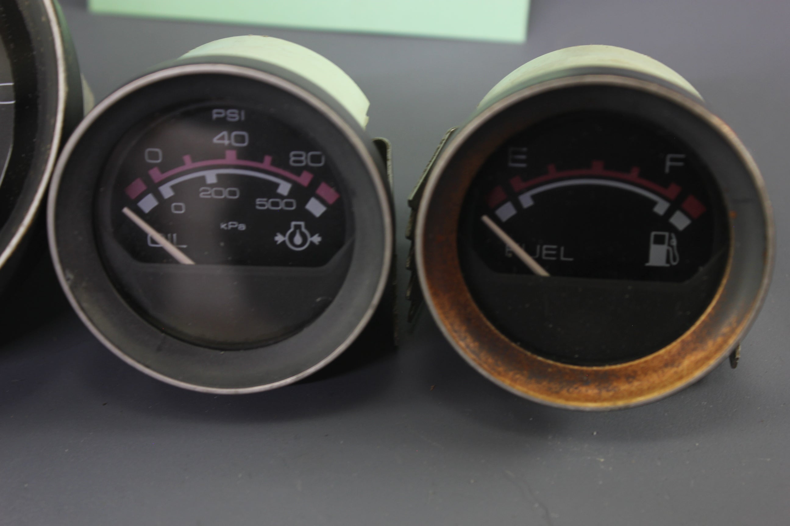 Boat Gauge Set Det-Mar Gauges RPM Speedometer Voltage Fuel Level Temp Maroon