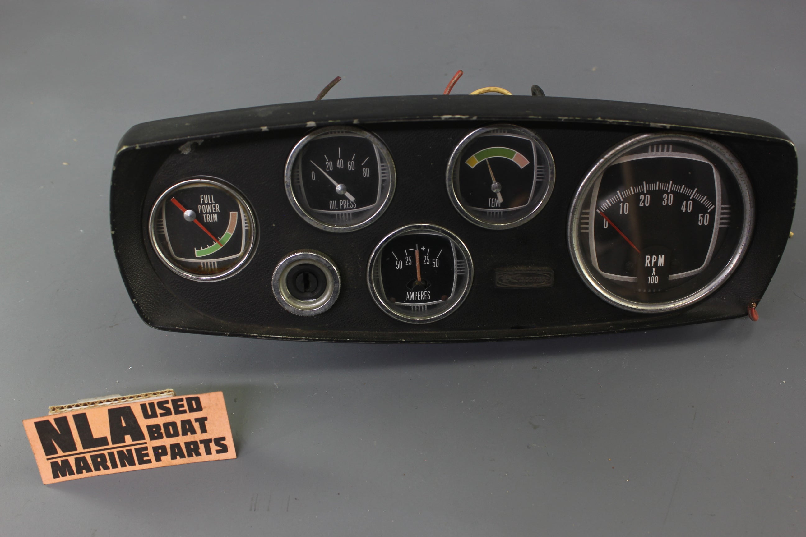 MerCruiser Kiekhaefer Vintage Gauge Instrument Panel 55194 Black Metal 4CYL RPM