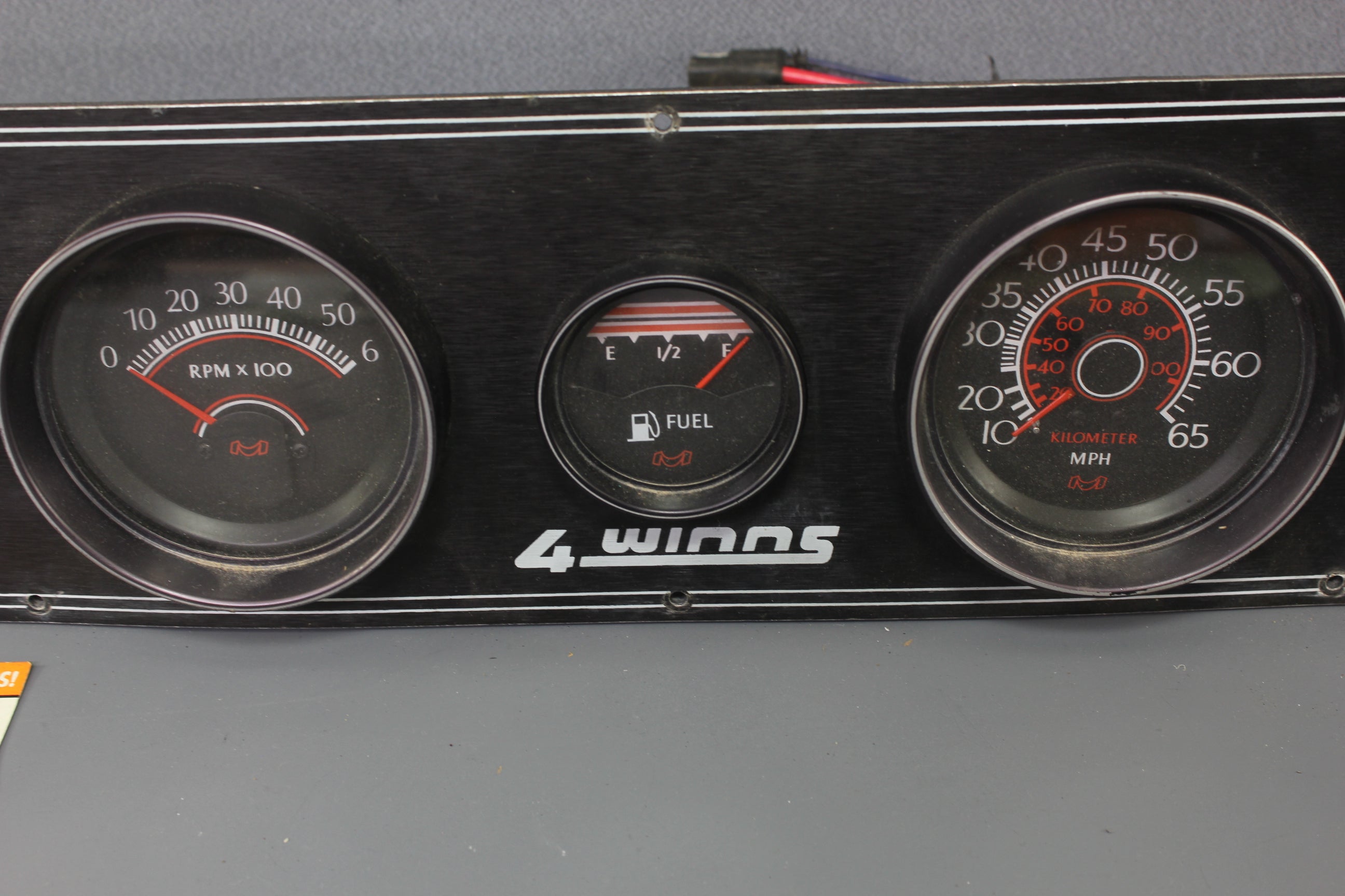 Four 4 Winns Dash Panel Gauges Cluster Dash Medallion RPM Speedometer Red White