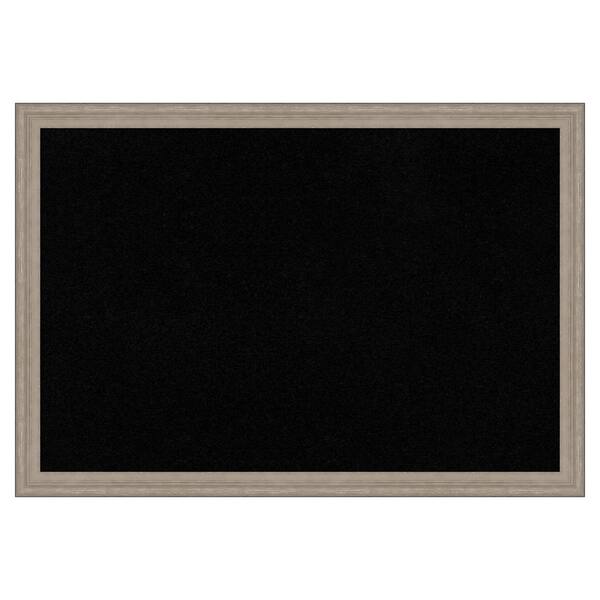 Curve Greywash Wood Framed Black Corkboard 39 in. x 27 in. Bulletine Board Memo Board
