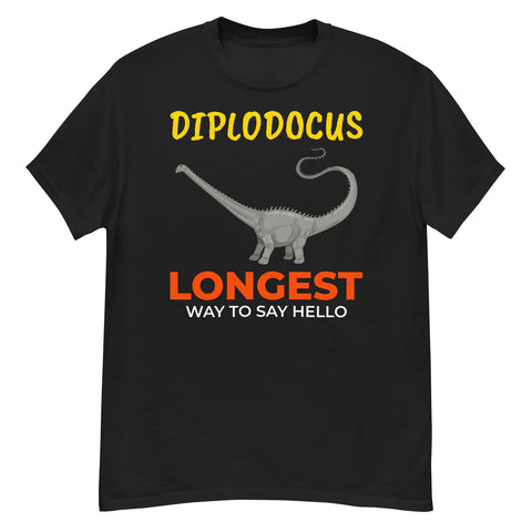 Camiseta de paleontólogo: Diplodocus: la forma más larga de decir “hola”