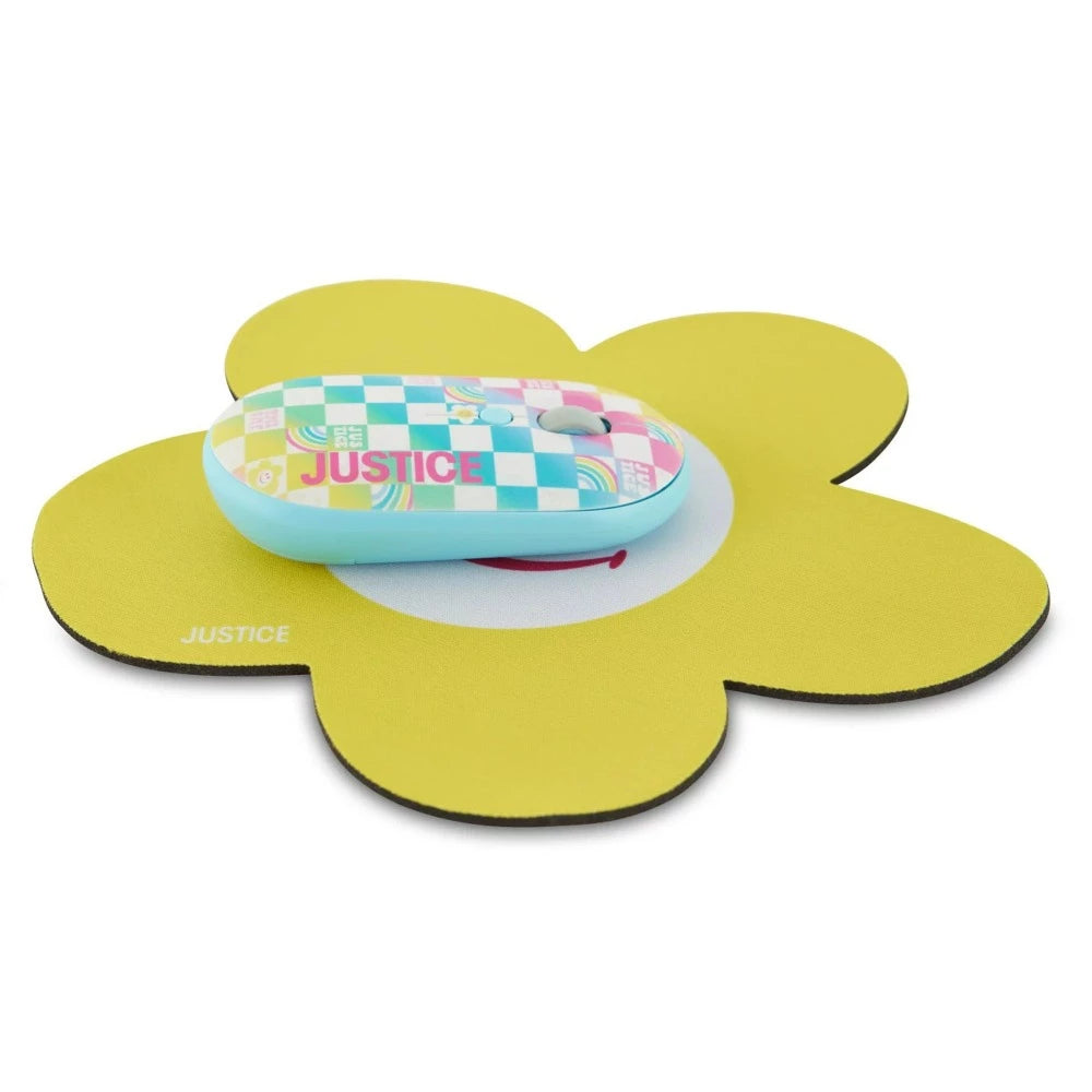 Justice Optical Mouse with Nano USB Receiver and Daisy Shaped Mousepad