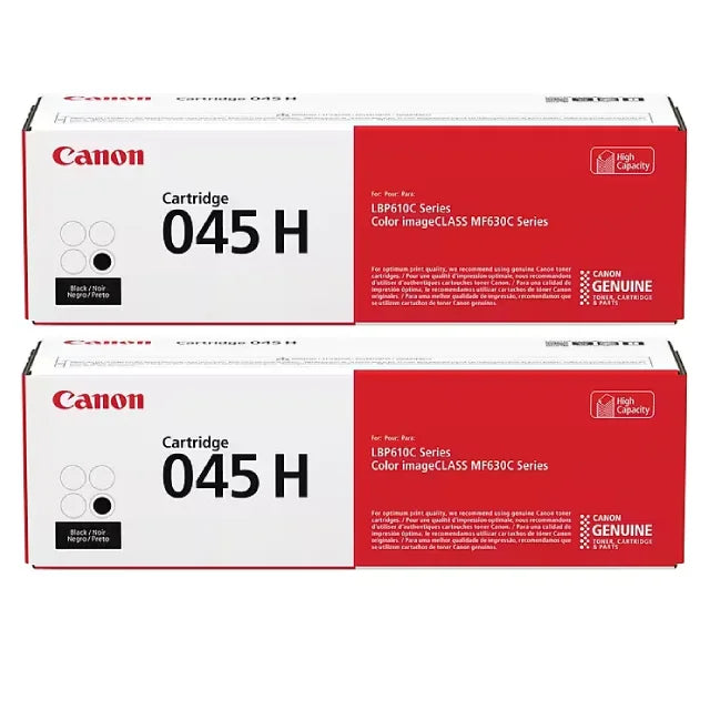 Canon 045 H Black High Yield Toner Cartridge (1246C001), 2 Packs