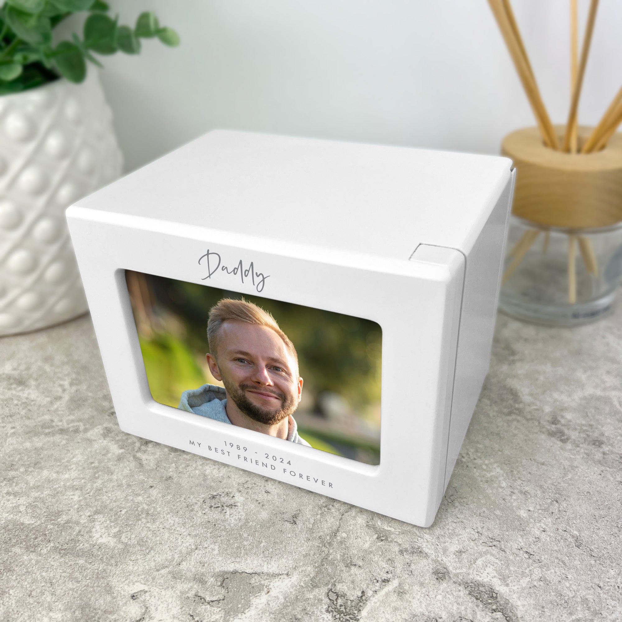 Personalised Cremation Urn For Ashes Holds 9.5cm x 6cm Photo Landscape | 0.51 Litres