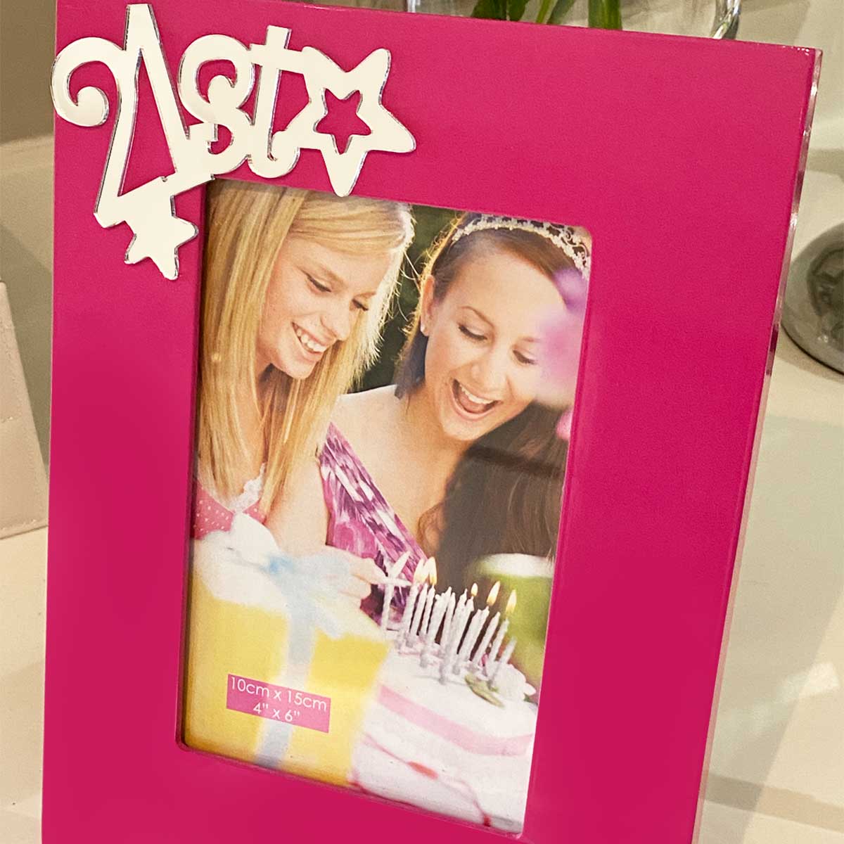 21st Birthday Photo Frame - Pink Funky Girl Talk