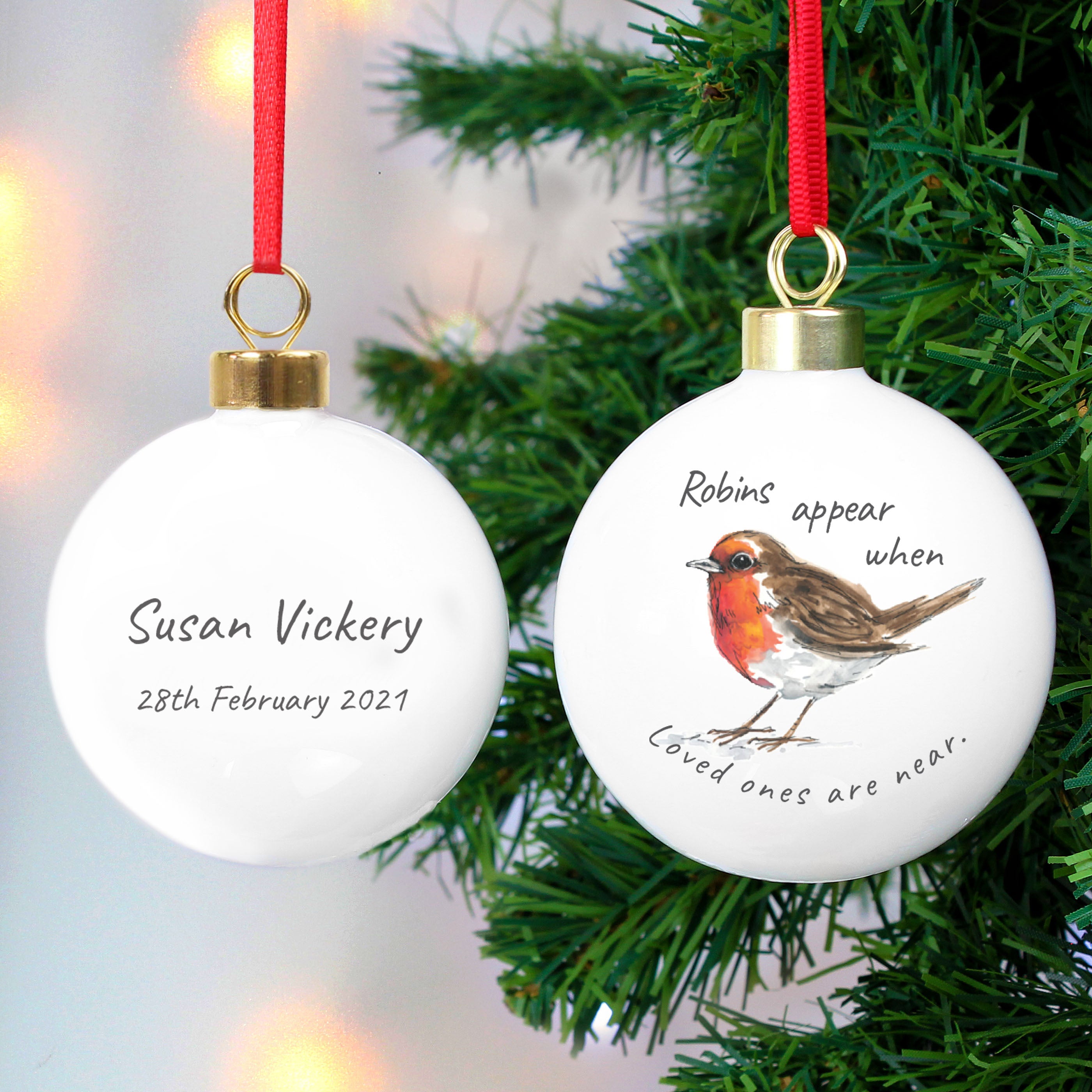 Personalised Robin Memory Bauble