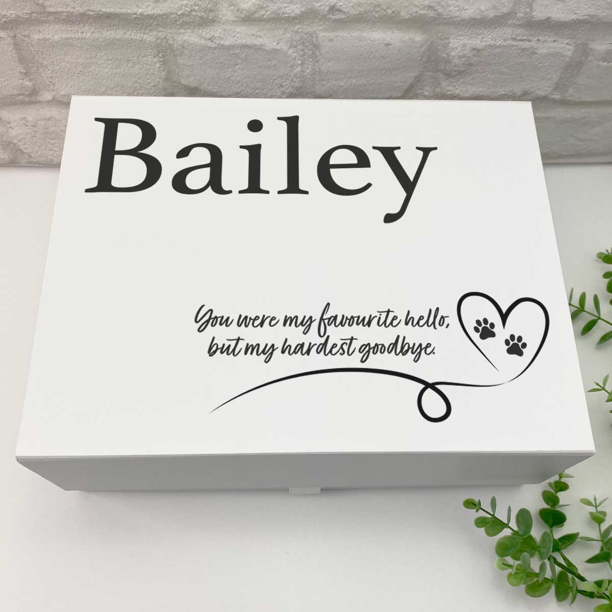 Personalised Pet 'Hardest Goodbye' Memorial Keepsake Memory Box