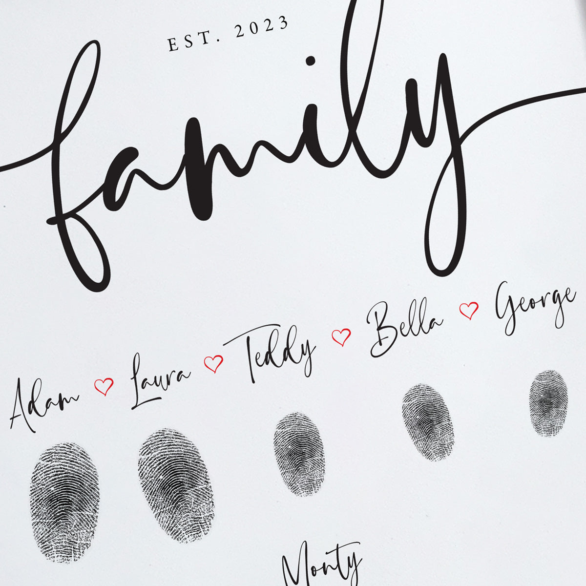 Personalised Family (inc. Pets) Fingerprint Framed Print + Ink Pads