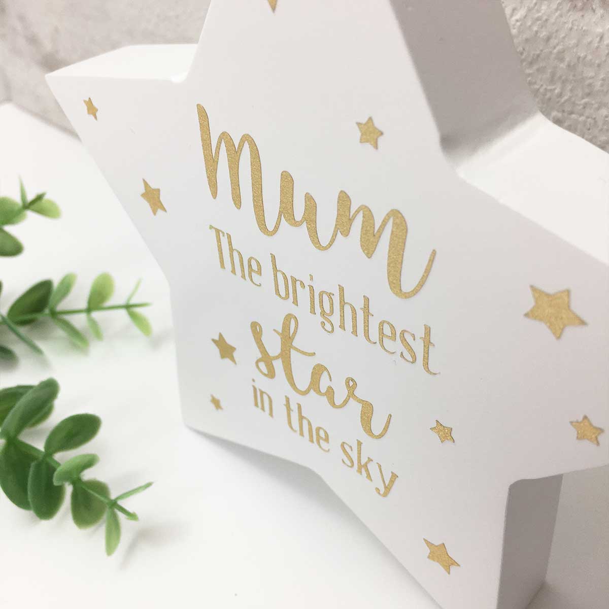 Personalised 'Brightest Star In The Sky' Wooden Freestanding Memorial Star