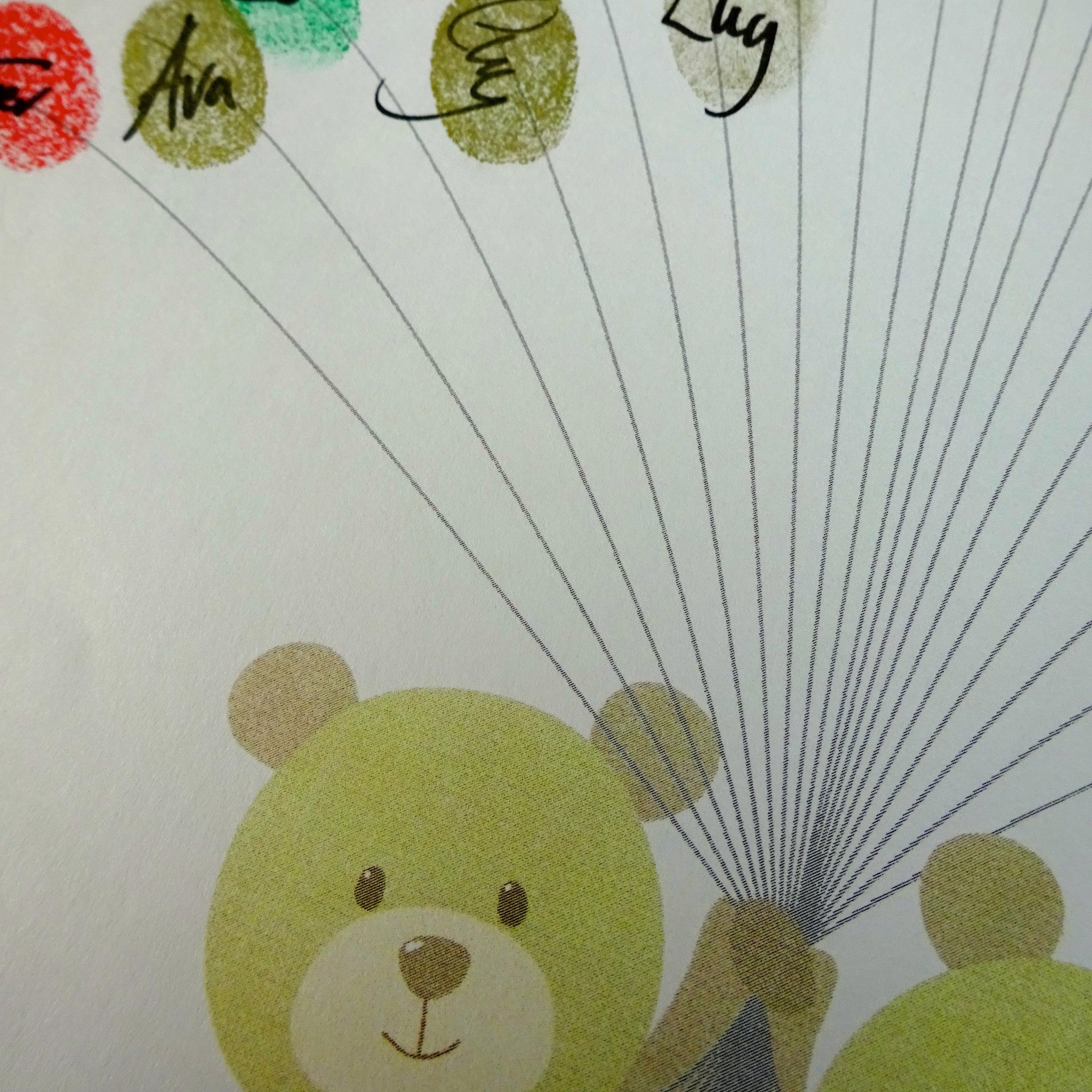 Personalised Fingerprint Art, Twin Teddy Bears